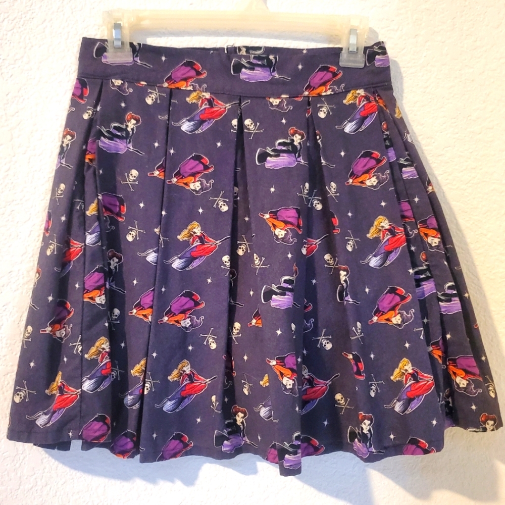 Charcoal Gray Hocus Pocus Pleated Skirt with Pockets Halloween Casual Costume